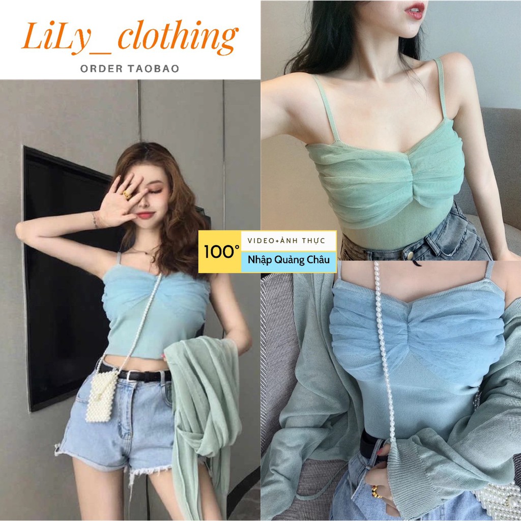 Áo croptop nữ Quảng Châu [VIDEO+ẢNH THÂT] Áo kiểu hai dây 2s bèo ngực dáng crt, kiểu dáng ulzzang Ta