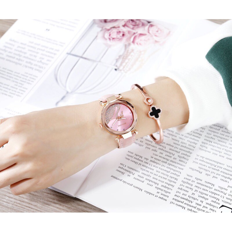 ĐỒNG HỒ NỮ DÂY DA SHDHD MẶT THIÊN NGA D382 SIÊU ĐẸP | BigBuy360 - bigbuy360.vn