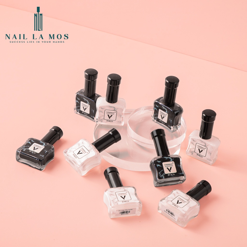 Cồn loang trắng, đen Vinimay chính hãng - loang cồn trang trí móng tay nghệ thuật 15ml