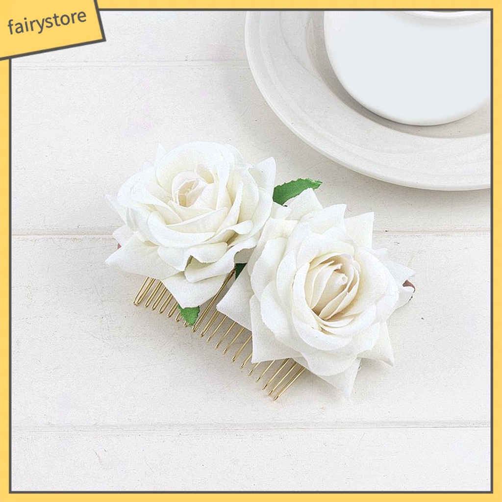 Lược Cài Tóc Hình Hoa Hồng Chống Trượt Trang Trí Cô Dâu