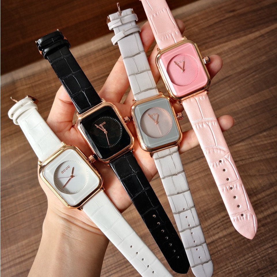 Đồng hồ thời trang nữ OUOU OU01 dây da êm tay, nhiều màu dể dạng phố đổ