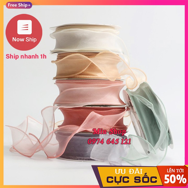 Ruy băng voan viền sóng biển Hàn Quốc bản 4cm