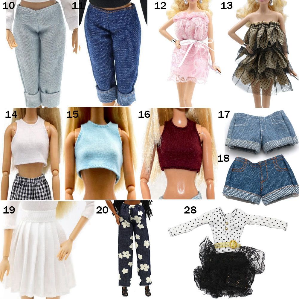 Bộ áo khoác jean + quần short da nhiều kiểu dáng tỉ lệ 1/6 11.5&quot; dành cho búp bê