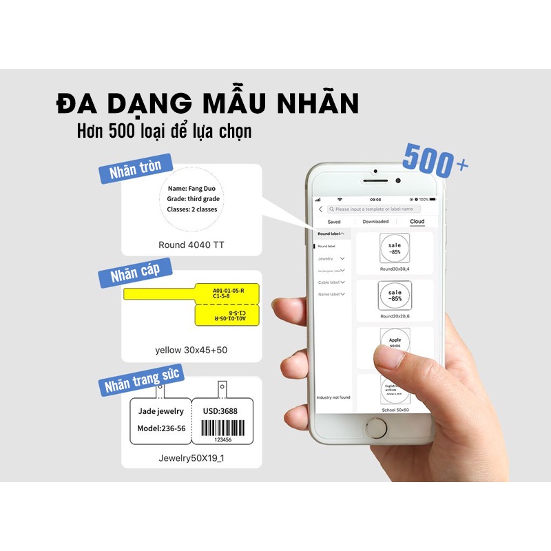 Máy In Nhãn Di Động M110, Bluetooth, In Qua App