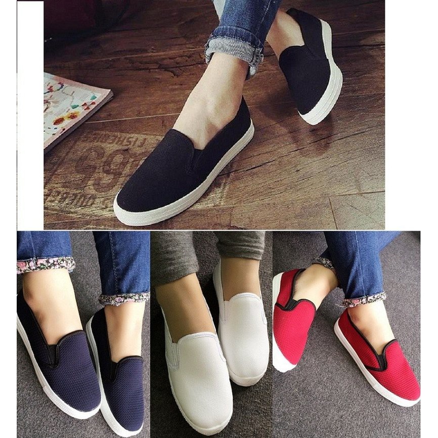 [TRỢ SHIP ĐƠN 50K] Giày slip on nữ vải trơn S171 rẻ đẹp, đường may kỹ, nhẹ, phù hợp học sinh sinh viên