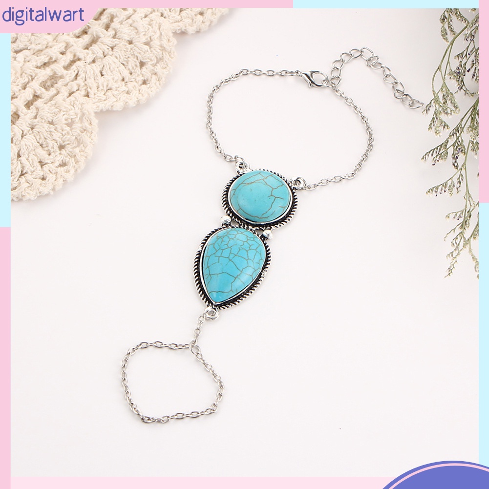 Lắc tay nối nhẫn đính hạt đá cẩm thạch thời trang