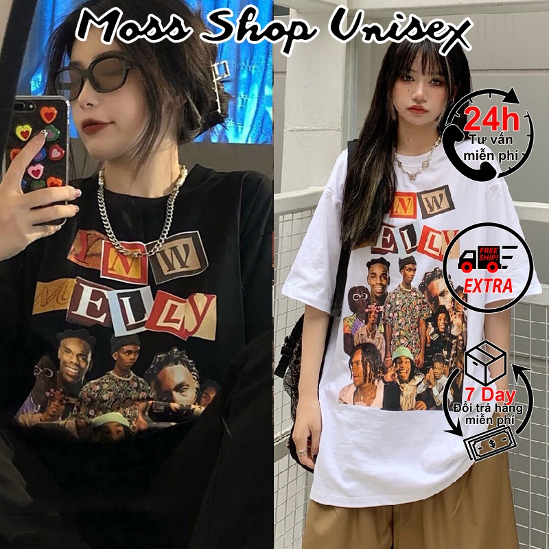 Áo thun tay lỡ unisex Melly Nhiều Người MOSSSHOP - Áo phông nam nữ phong cách hàn quốc ulzzang form rộng 65kg