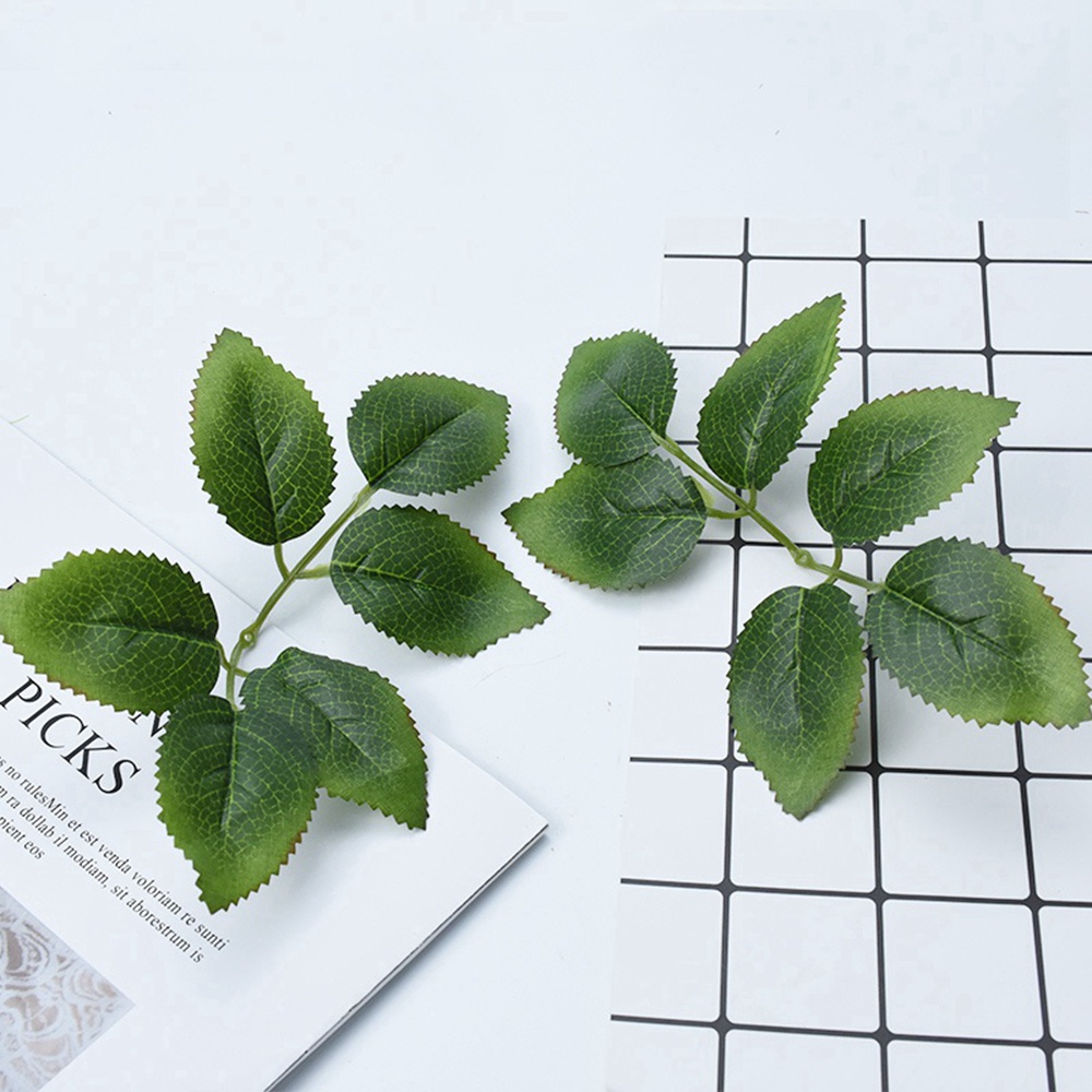 YIYU Set 10/50 lá hoa hồng giả bằng lụa dùng trang trí nhà cửa