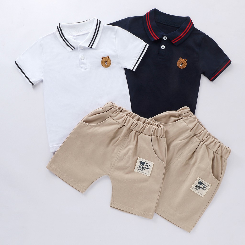 Set Áo Thun Tay Ngắn Và Quần Short Thời Trang Dễ Thương Cho Bé Trai