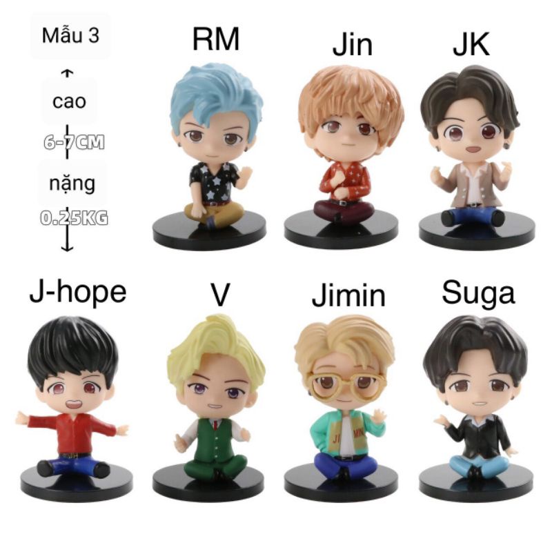 Set 7 mô hình búp bê các thành viên nhóm nhạc BTS  Mẫu 3
