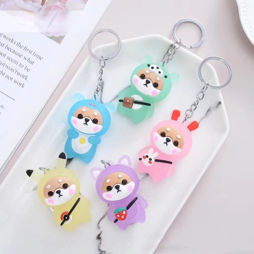 Móc Chìa Khóa Hình Gấu Bông Dễ Thương Có Đèn Phát Sáng Độc Đáo