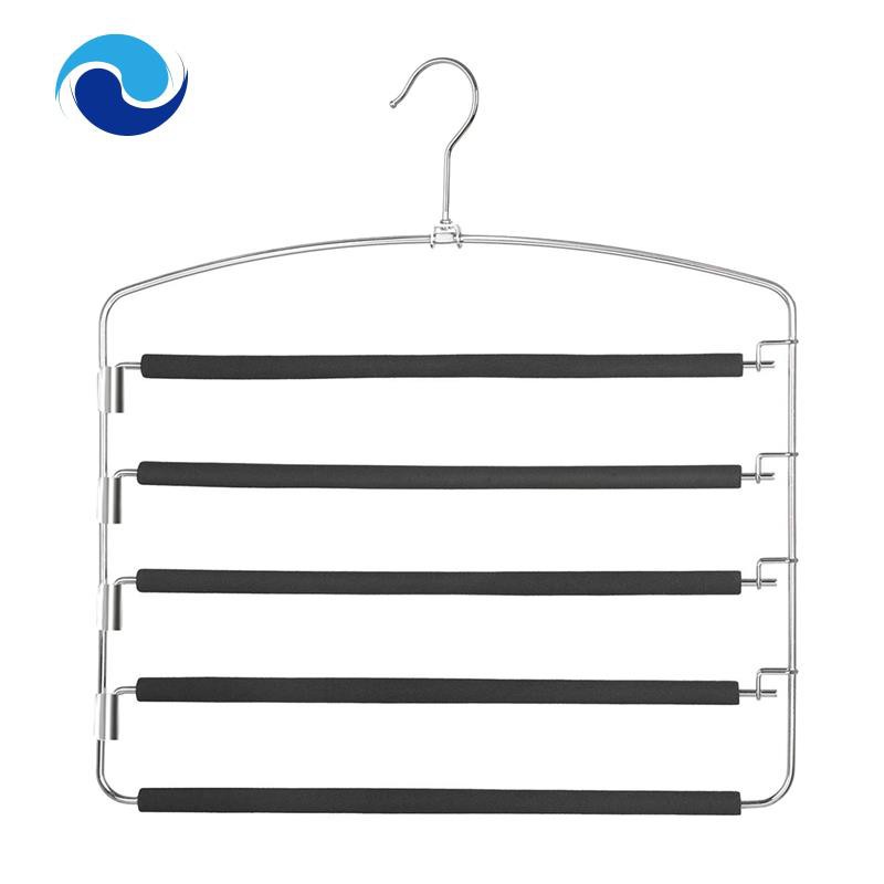 Móc Treo Quần Áo 5 Tầng Bằng Kim Loại Chống Trượt Tiết Kiệm Không Gian