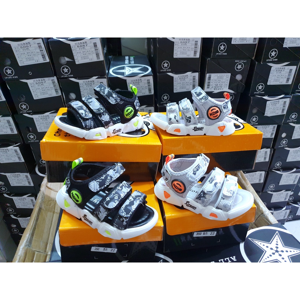 Dép sandal rằn ri cho bé hàng chuẩn QC, dép sandal chống trơn trượt quai dán cho bé trai bé gái