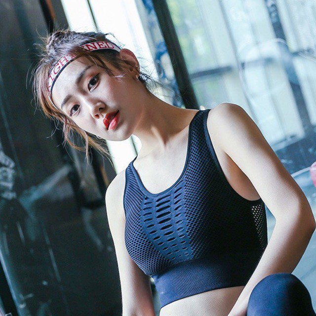 (AT5) Áo Croptop Tập Gym,Yoga Phối Lưới Thoáng Khí Nữ Có Lót Đệm Ngực