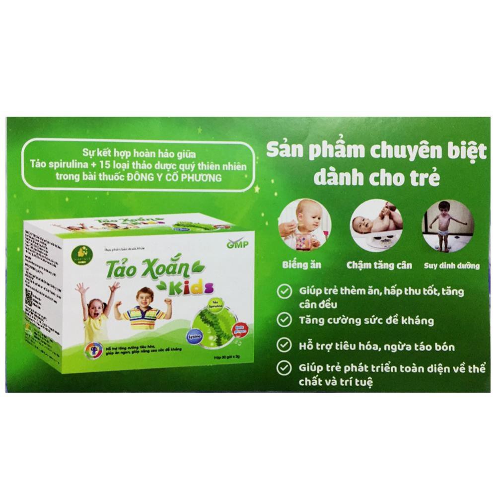 Tảo xoắn kids - giúp trẻ ăn ngon, tăng cường hệ tiêu hóa, tăng sức đề kháng - Hộp 30 gói