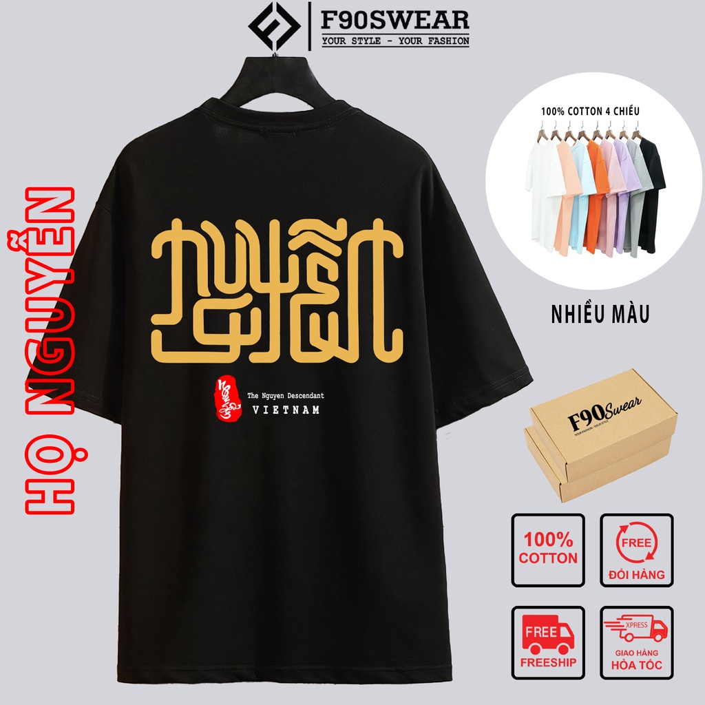 Áo thun nam nữ - Áo phông nam nữ UNISEX tay lỡ form rộng 100%COTTON in họ NGUYỄN