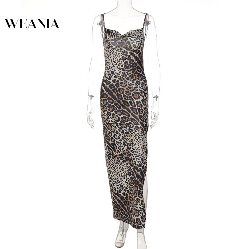 Đầm Dây Hở Lưng In Họa Tiết Da Báo Thời Trang Quyến Rũ Cho Nữ