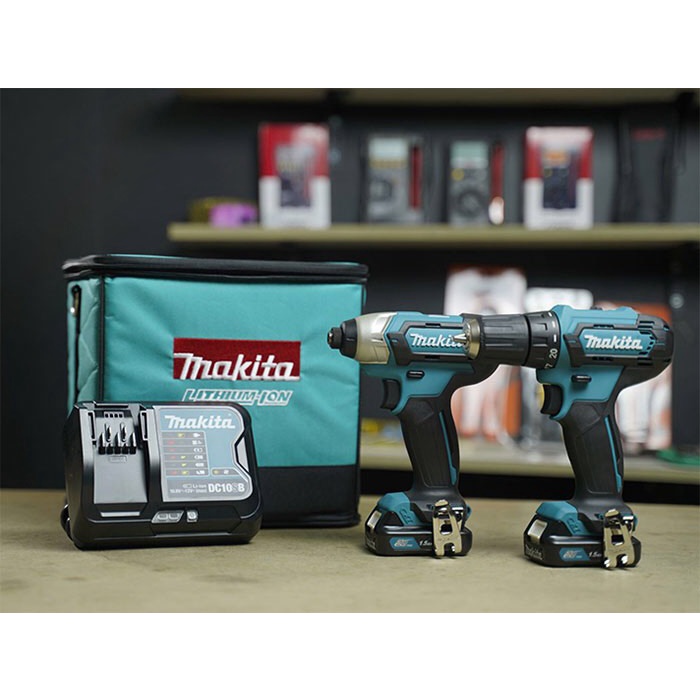 Combo máy khoan và máy vặn vít dùng pin 12V Makita CLX224S - Chính hãng