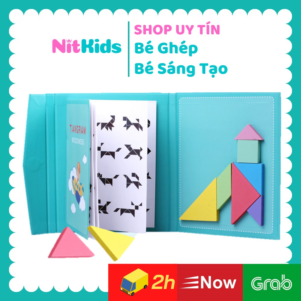 Bộ Xếp Hình Sáng Tạo Tangram, Đồ Chơi Ghép Gỗ Cho Bé 3 Tuổi, Tăng Tính Sáng Tạo và Tư Duy Trẻ Em