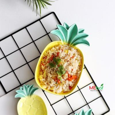 Set Bát Ăn Dặm Gốm Sứ Hình Xương Rồng, Quả Dứa Size Lớn Cho Bé Mebaf