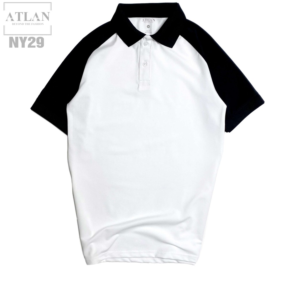Áo Polo Nam 💖 𝘍𝘳𝘦𝘦𝘴𝘩𝘪𝘱 💖  Áo Ngắn Tay Nam Màu Trắng Phối Tay Đen - NY29