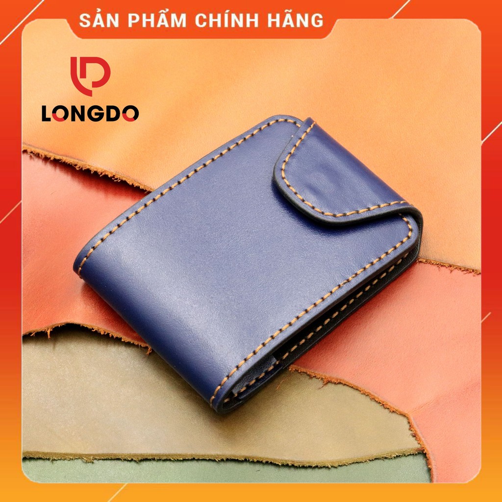 Ví Sen 5 Cao Cao Cấp - Cam Kết 100% Da Bò Thật - Ví Nam Mini Màu Xanh Navy Hàng Chính Hãng Thương Hiệu Longdo Leather