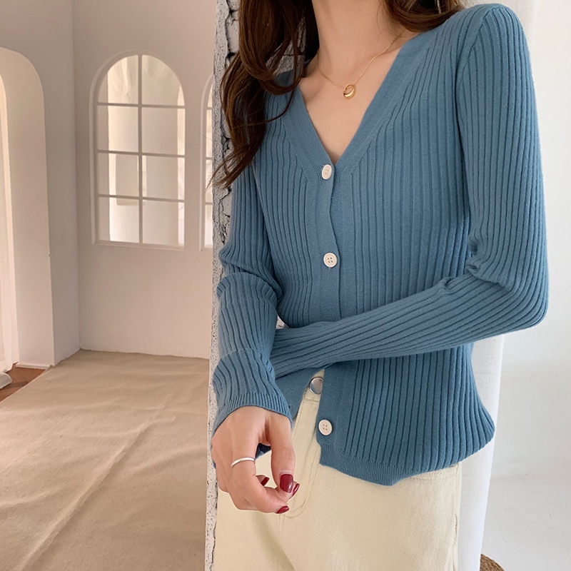 Áo khoác cardigan Pure Cube dệt kim cổ chữ V dáng rộng phong cách Hàn Quốc thời trang thu đông cho nữ