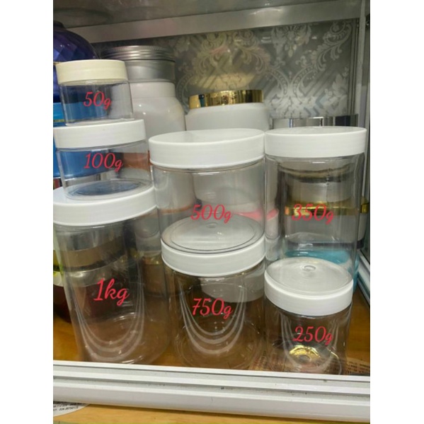 Hủ nhựa pet Trong Nắp Nhôm, Trắng, Đen 50g, 100g 200g 250g 500g / Hủ đựng mỹ phẩm / chai lọ chiết mỹ phẩm