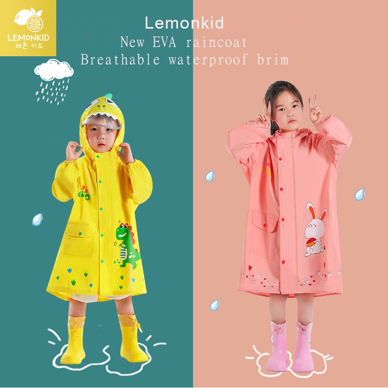 Áo mưa Lemonkid hoạt hình dành cho trẻ em đi học kèm túi đựng