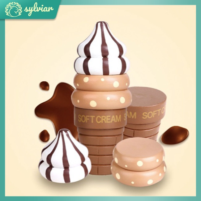 Bộ Đồ Chơi Ngôi Nhà Gỗ Có Nam Châm Hình Cây Kem Ốc Quế Dâu Vanilla Dành Cho Trẻ Em