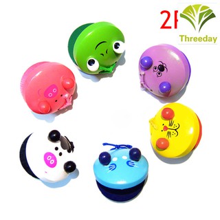 3D❤ 2 Pcs Cartoon Wooden Castanets Baby Children Musical Toys Musical Percussion Educational Instrument