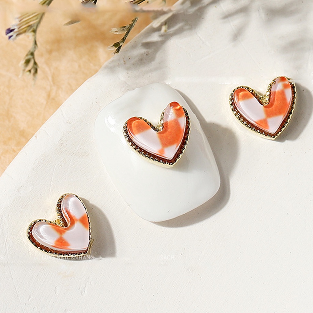 Bộ 5 Hạt Đá Hình Trái Tim Không Phai Màu Trang Trí Móng Tay