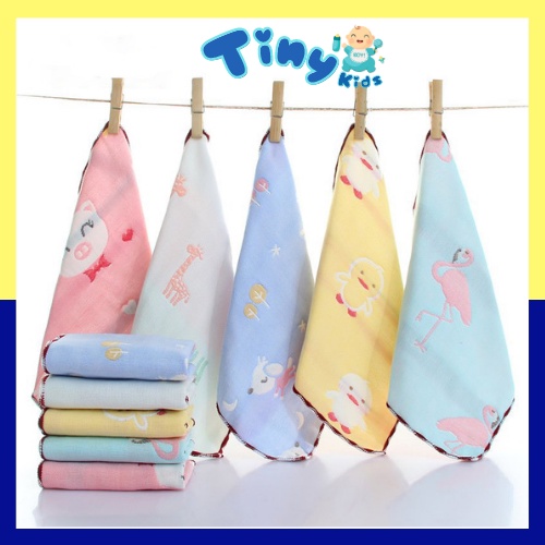 Khăn Sữa Leeleekids 6 Lớp Mềm Mại Cho Bé Khăn Sợi Tre Siêu Thấm Hút Kích Thước 25x25cm - Tiny Kids