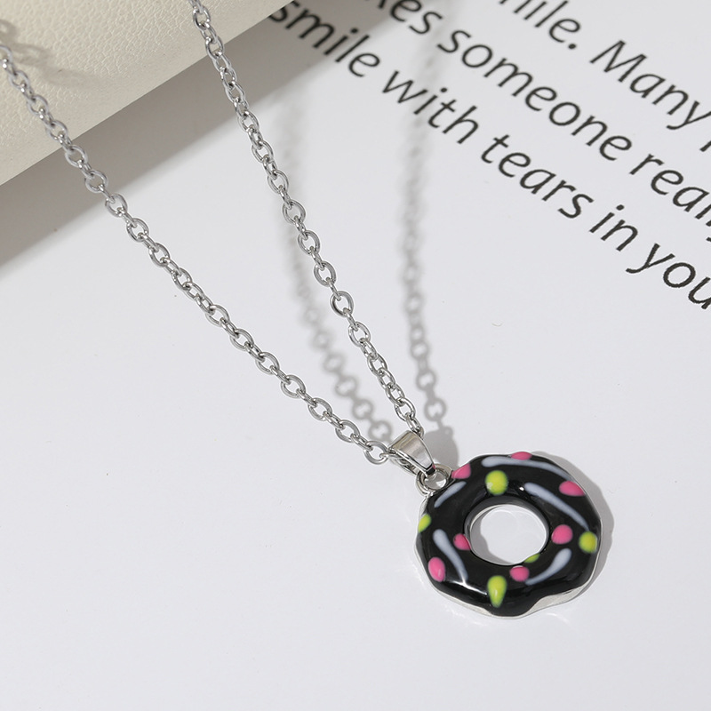 Vòng Cổ Kết Hợp Nhẫn Hình Bánh Donut Phong Cách Hàn Quốc Thời Trang Unisex 23571