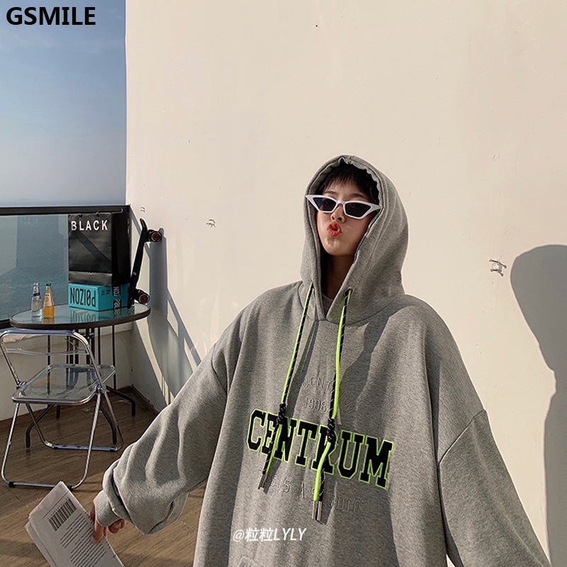 Áo Sweater  Mỏng Có Mũ Trùm Đầu Phong Cách Hàn Quốc Thời Trang Thêu Chữ Cái