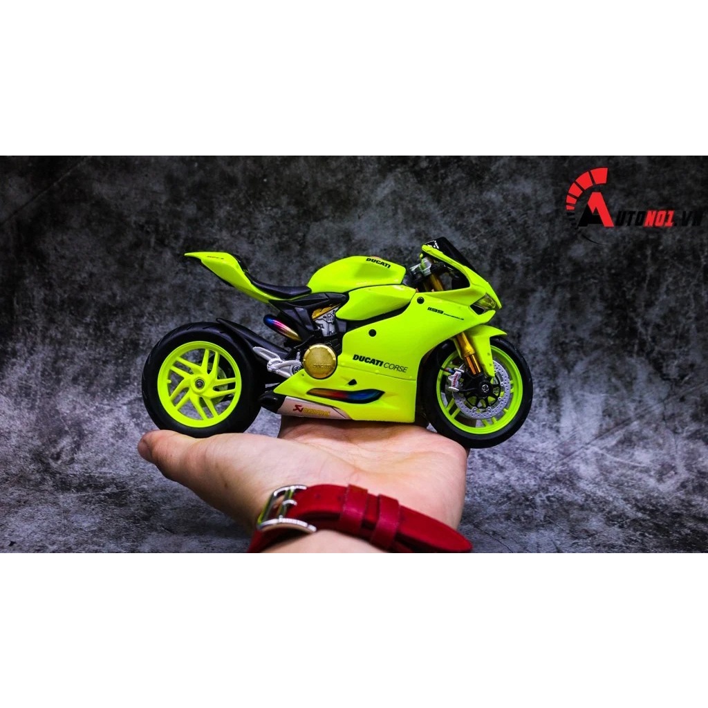 MÔ HÌNH XE DUCATI 1199 GREEN NEON ĐỘ MÂM TỈ LỆ 1:12 AUTONO1 D178