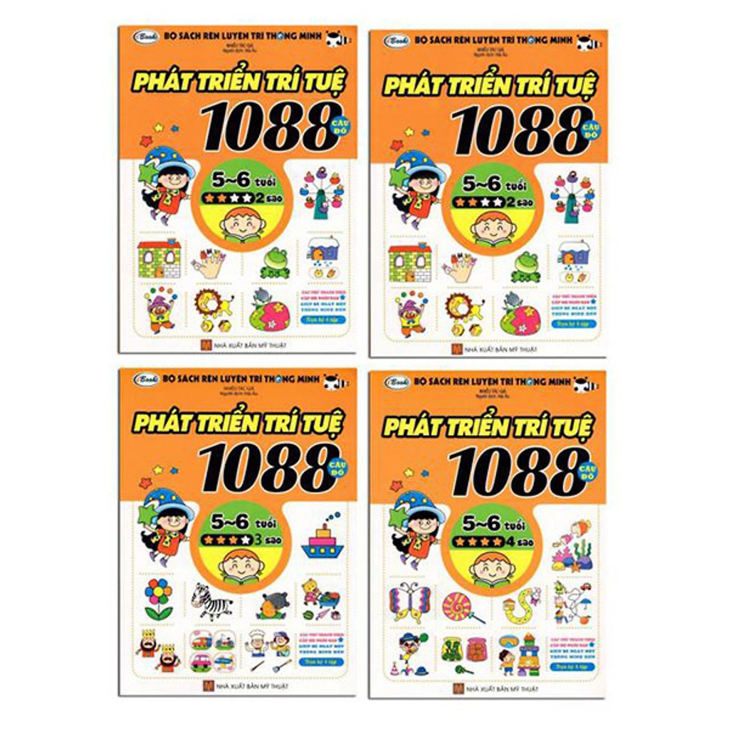 Sách - 1088 Câu Đố Phát Triển Trí Tuệ 5-6 Tuổi (Bộ 4 Tập)