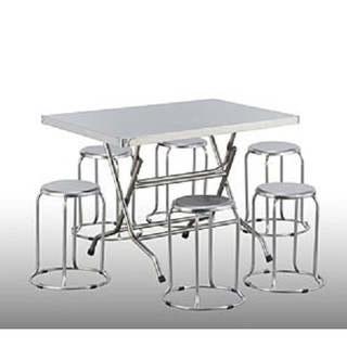 bộ 1 bàn kèm 6 ghế inox
