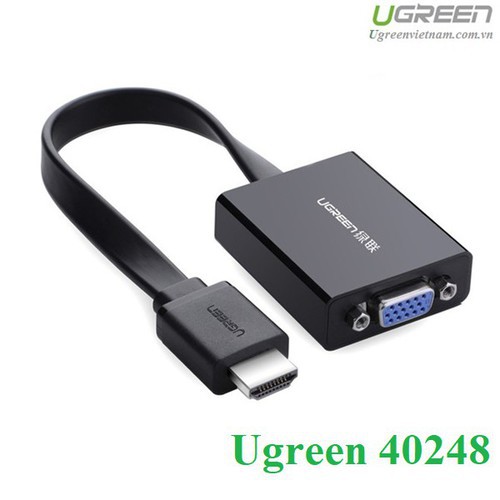 [Mã ELHACE giảm 4% đơn 300K] Cáp Chuyển Đổi HDMI to VGA Dẹt có Audio Ugreen 40248 - Hàng Chính Hãng