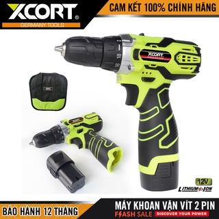 Máy khoan pin máy khoan cầm tay 12v kèm 2 pin tặng túi dụng cụ