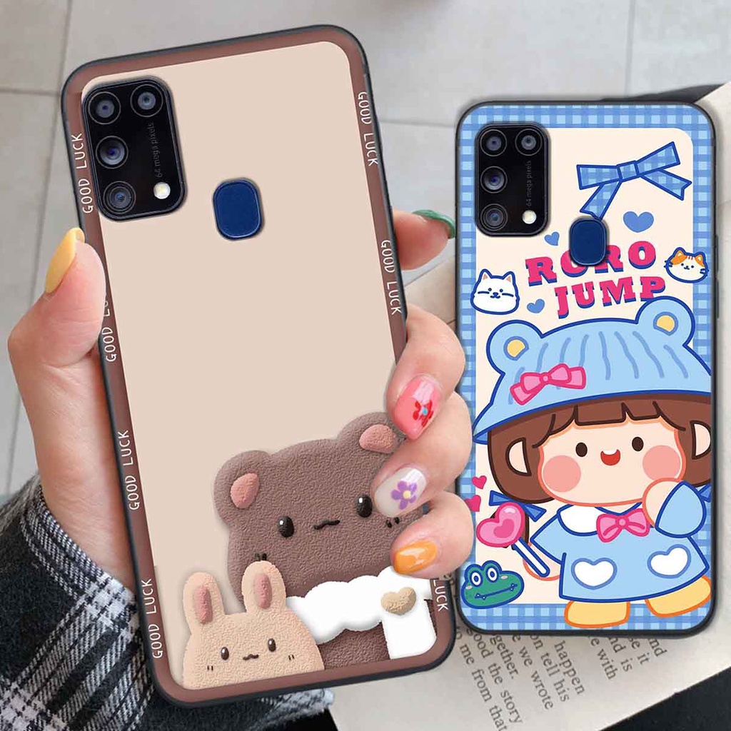 Ốp Samsung M31 bear brick, gấu đáng yêu, dễ thương