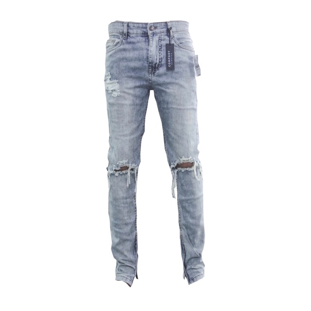 Light blue acid waxed jeans
