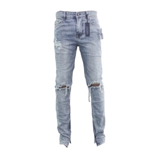 Light blue acid waxed jeans