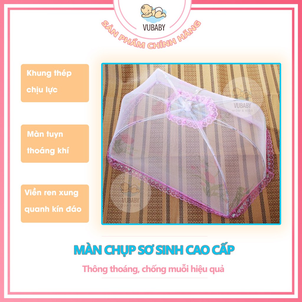 Màn chụp cho trẻ sơ sinh chống muỗi và côn trùng khung thép Hiền Trang. Mùng chụp cho bé cao cấp - VUBABY