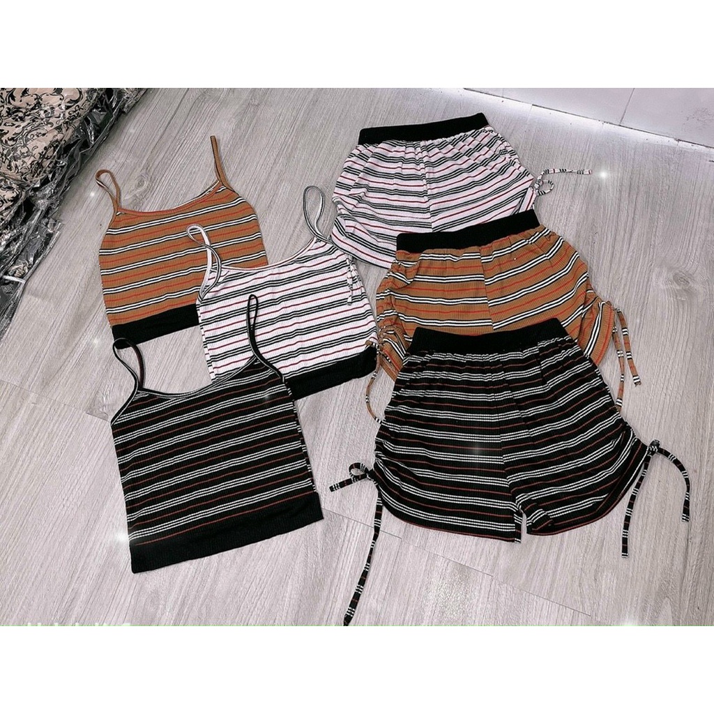 [Freesize+ Hoàn xu] Set áo croptop mix quần đùi dây rút | BigBuy360 - bigbuy360.vn