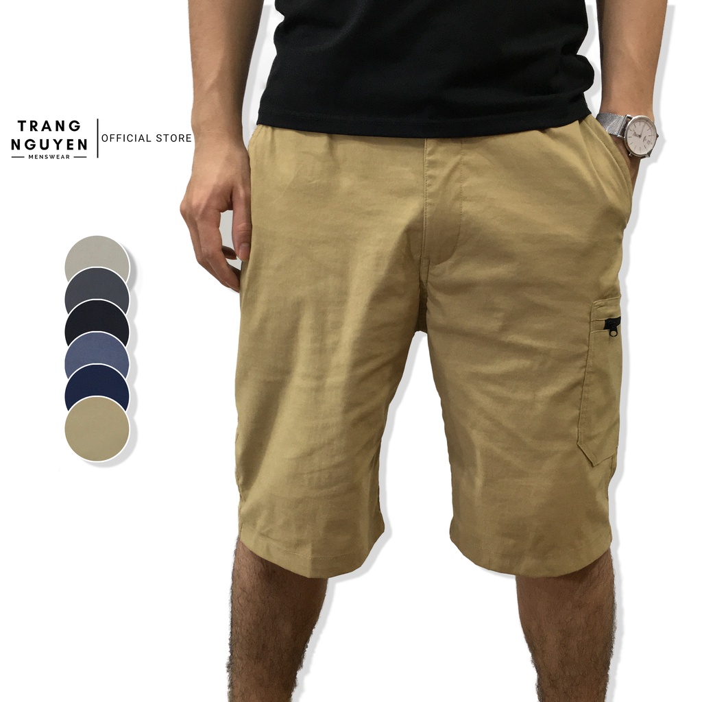 Quần Short Lửng Nam Lưng Thun Dây Kéo Vải Dù Lụa Co Giãn 54-80kg cao cấp