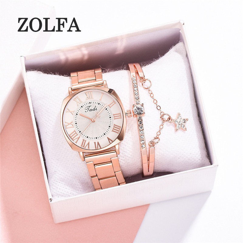 ZOLFA Luxury Gold Stainless Steel Strap Ladies Watches Fashion Round Elegant Womens Quartz Wrist Watch Dress Clocks Ladies Gift Đồng hồ nữ