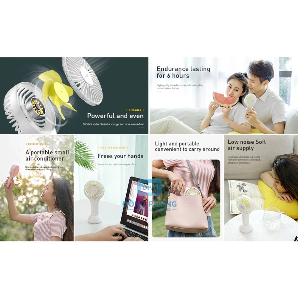 Quạt Mini Cầm Tay Baseus Bingo 3 Chế Độ Làm Mát, Pin 1800mAh Có Chân Đế Để Bàn | BigBuy360 - bigbuy360.vn