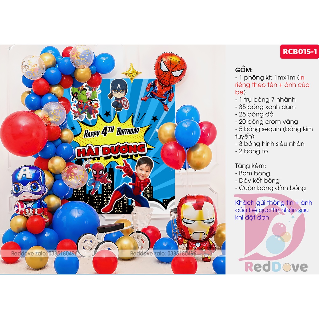 Set bóng sinh nhật siêu nhân cho bé trai