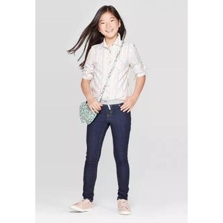 Quần Jean Bé Gái C&J Lưng Thun Màu Basic
